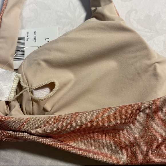 NWT L*Space Sparkly Womens Lizzie Bikini Top Metallic Marble Print Pastel LSpace - Picture 13 of 14